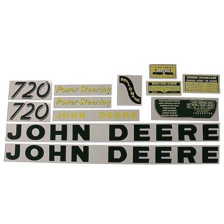 Aftermarket DEC028 Fits JD 720 Gas Mylar Decal Set Fits John Deere DEC028-STR